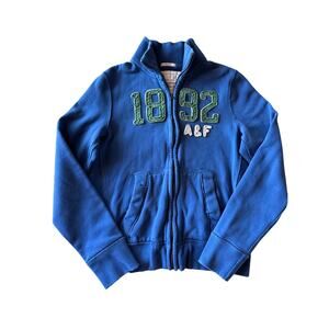 Y2K Abercrombie & Fitch Muscle Raw Hem Reverse Weave Full Zip L Blue Jacket